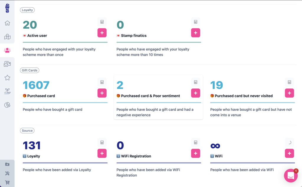 The brand new segmentation menu within Stampede Marketing