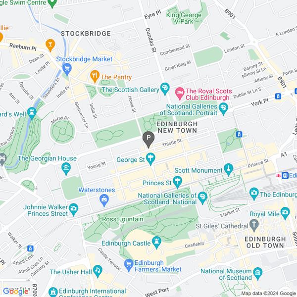 map representation for Côte Brasserie (Edinburgh)